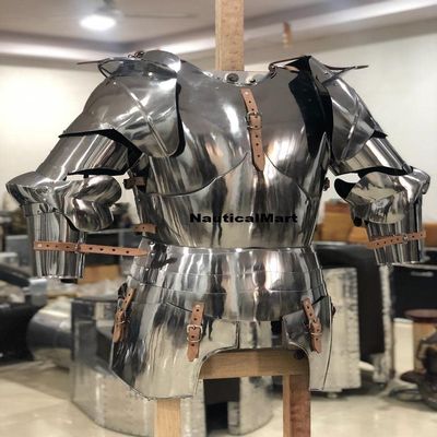 Nautical-Mart Milanese Half Suit of Armor, Medieval Armour Suit end of 15th to The Beginning of 16th Century Costume, silver