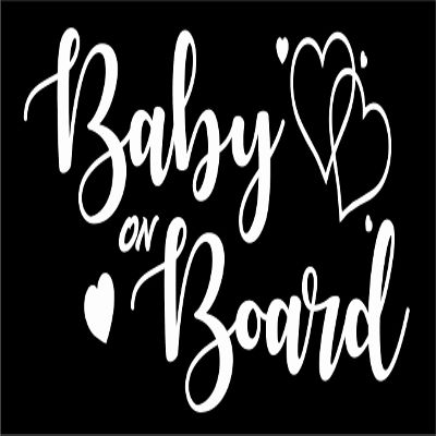 Baby on Board Hearts - Die Cut Vinyl Window Decal/Sticker for Car/Truck (White)