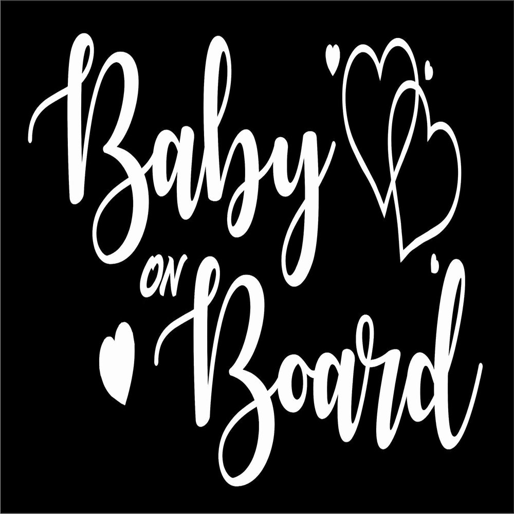 Baby on Board Hearts - Die Cut Vinyl Window Decal/Sticker for Car/Truck (White)