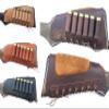 Leather Shotgun Shell Ammo Stright Buttstock Holder Carrier Cover Suede Padded Cheek Rest (12 Gauge, Left Handed, Brown) view 1