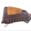 Leather Shotgun Shell Ammo Stright Buttstock Holder Carrier Cover Suede Padded Cheek Rest (12 Gauge, Left Handed, Brown) view 4