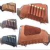 Leather Shotgun Shell Ammo Stright Buttstock Holder Carrier Cover Suede Padded Cheek Rest (12 Gauge, Left Handed, Mahogany) view 1