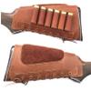 Leather Shotgun Shell Ammo Stright Buttstock Holder Carrier Cover Suede Padded Cheek Rest (12 Gauge, Left Handed, Mahogany) view 2