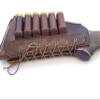 Leather Shotgun Shell Ammo Stright Buttstock Holder Carrier Cover Suede Padded Cheek Rest (12 Gauge, Right Handed, Brown) view 3