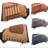 Leather Shotgun Shell Ammo Stright Buttstock Holder Carrier Cover Suede Padded Cheek Rest (12 Gauge, Right Handed, Tan) view 1