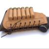 Leather Shotgun Shell Ammo Stright Buttstock Holder Carrier Cover Suede Padded Cheek Rest (12 Gauge, Right Handed, Tan) view 4