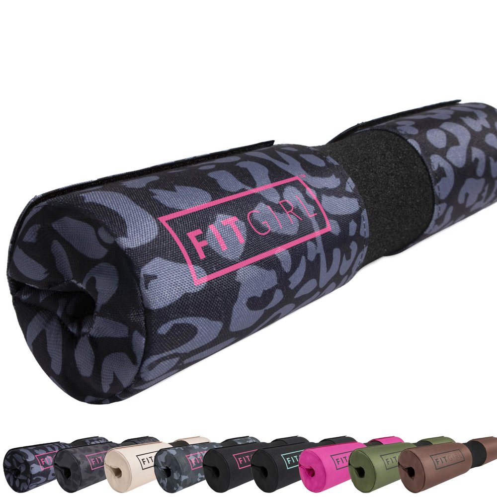 FITGIRL - Squat Pad and Hip Thrust Pad for Leg Day, Barbell Pad Stays in Place Secure, Thick Cushion for Comfortable Squats Lunges Glute Bridges, Olympic Bar and Smith Machine (Deluxe Animal)