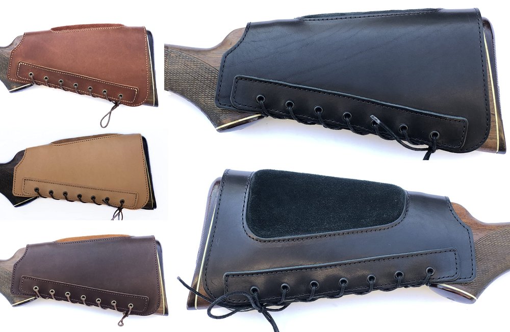 Real Leather Buttstock Holder Cover Suede Padded Cheek Rest Long Range Shooting (Left Handed,Black),butt stock cover