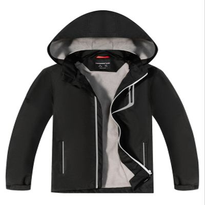 LOKTARC Boys Girls Rain Jacket Kids Lightweight School Coats Waterproof Hooded Raincoats Windbreakers Black 4-5 Years