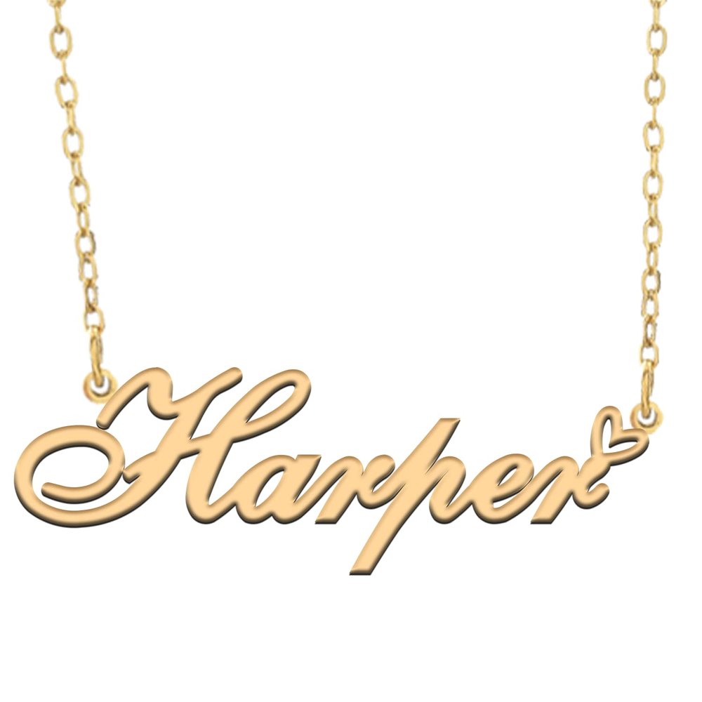 A168A Harper Custom Name Necklace Customized Personalized Plated Name Necklace for Mother Daughter Christmas New Year Gold