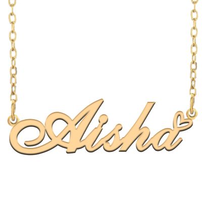 A168A Aisha Custom Name Necklace Customized Personalized Plated Name Necklace for Mother Daughter Christmas New Year Gold