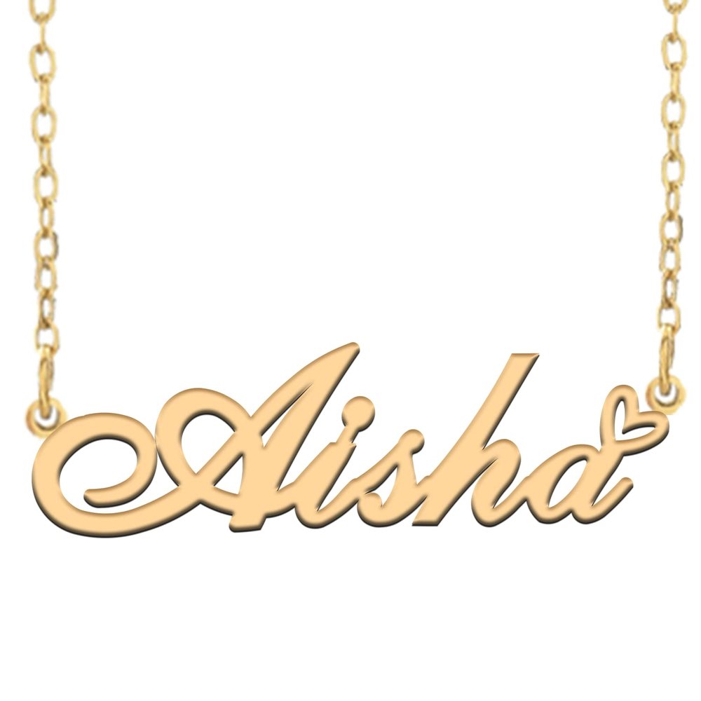 A168A Aisha Custom Name Necklace Customized Personalized Plated Name Necklace for Mother Daughter Christmas New Year Gold