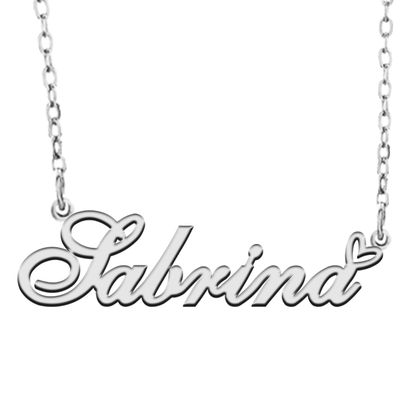 A168A Sabrina Custom Name Necklace Customized Personalized Plated Name Necklace for Mother Daughter Christmas New Year Silver