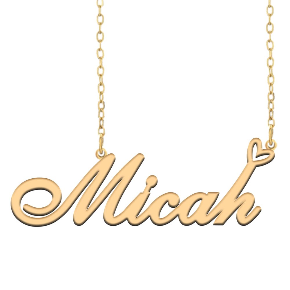 A168A Micah Custom Name Necklace Customized Personalized Plated Name Necklace for Mother Daughter Christmas New Year Gold