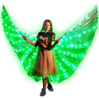 Tidalpool Illuminated Veil - Angel Wings Adult Size - Festival Clothing & Angel Costume - Fairy Wings & Rave Clothes Cosplay Outfit (Green)