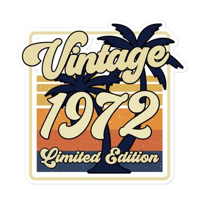 Vintage 1972 Sticker 50th Birthday Sticker, White, 5.55.5