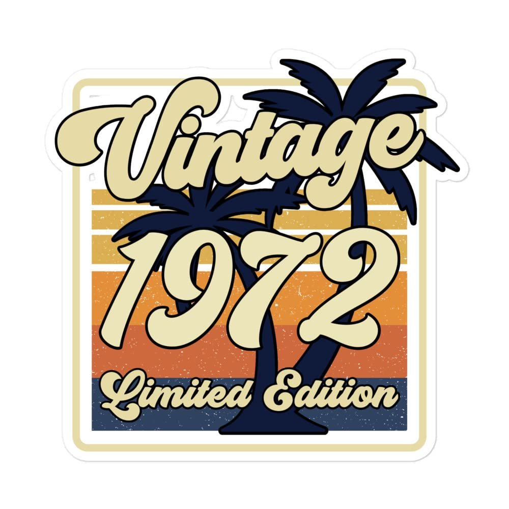 Vintage 1972 Sticker 50th Birthday Sticker, White, 5.55.5