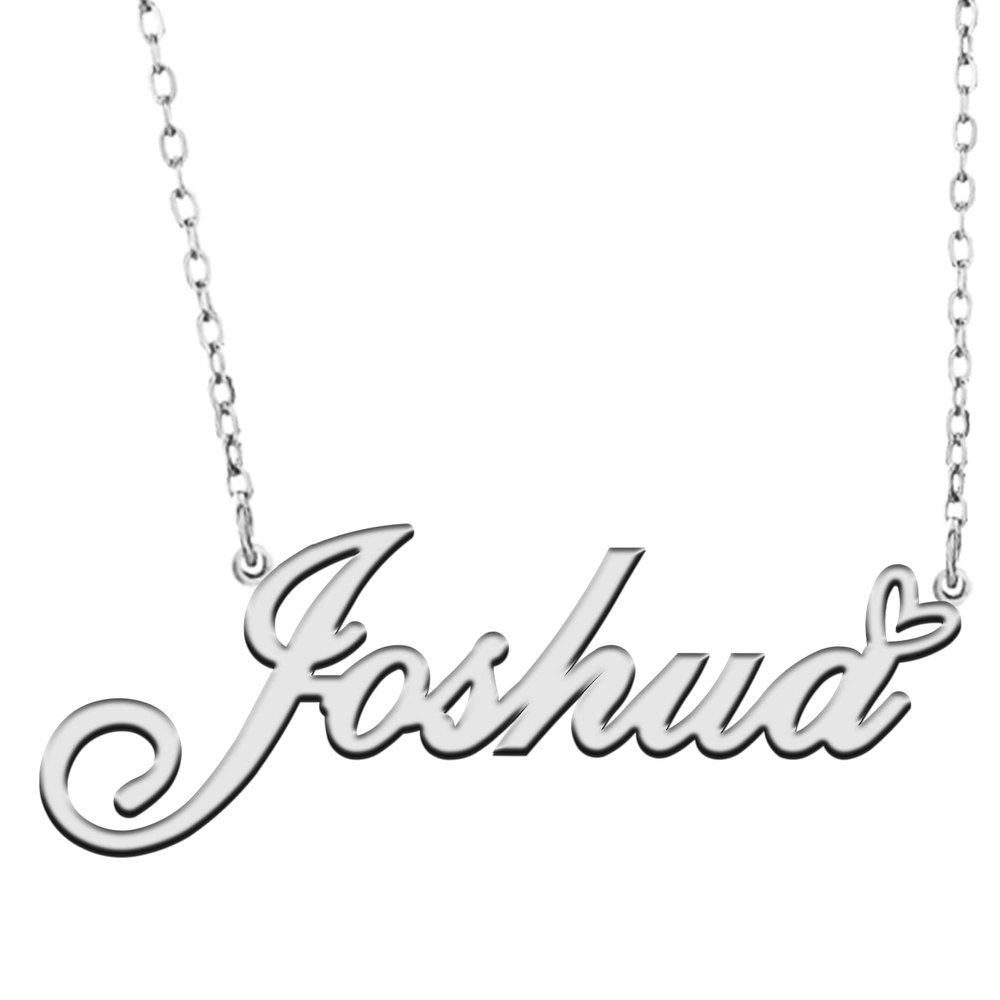 A168A Joshua Custom Name Necklace Customized Personalized Plated Name Necklace for Mother Daughter Christmas New Year Silver