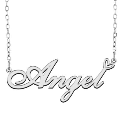 A168A Angel Custom Name Necklace Customized Personalized Plated Name Necklace for Mother Daughter Christmas New Year Silver
