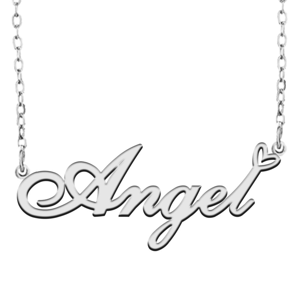 A168A Angel Custom Name Necklace Customized Personalized Plated Name Necklace for Mother Daughter Christmas New Year Silver