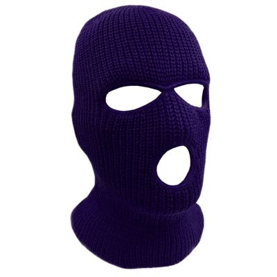 3-Hole Knit Sew Acrylic Outdoor Full Face Cover Thermal Balaclava Ski Mask One Size Fits Most (Navy Blue)