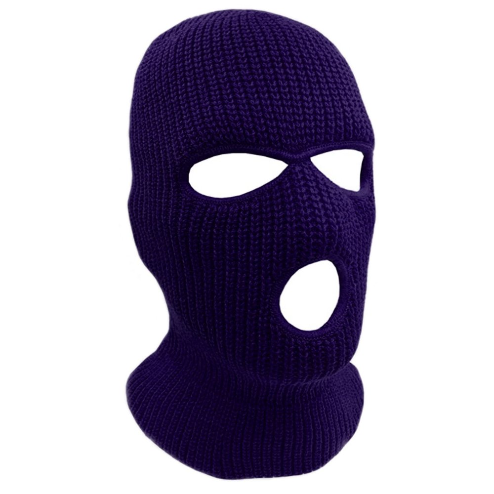 3-Hole Knit Sew Acrylic Outdoor Full Face Cover Thermal Balaclava Ski Mask One Size Fits Most (Navy Blue)