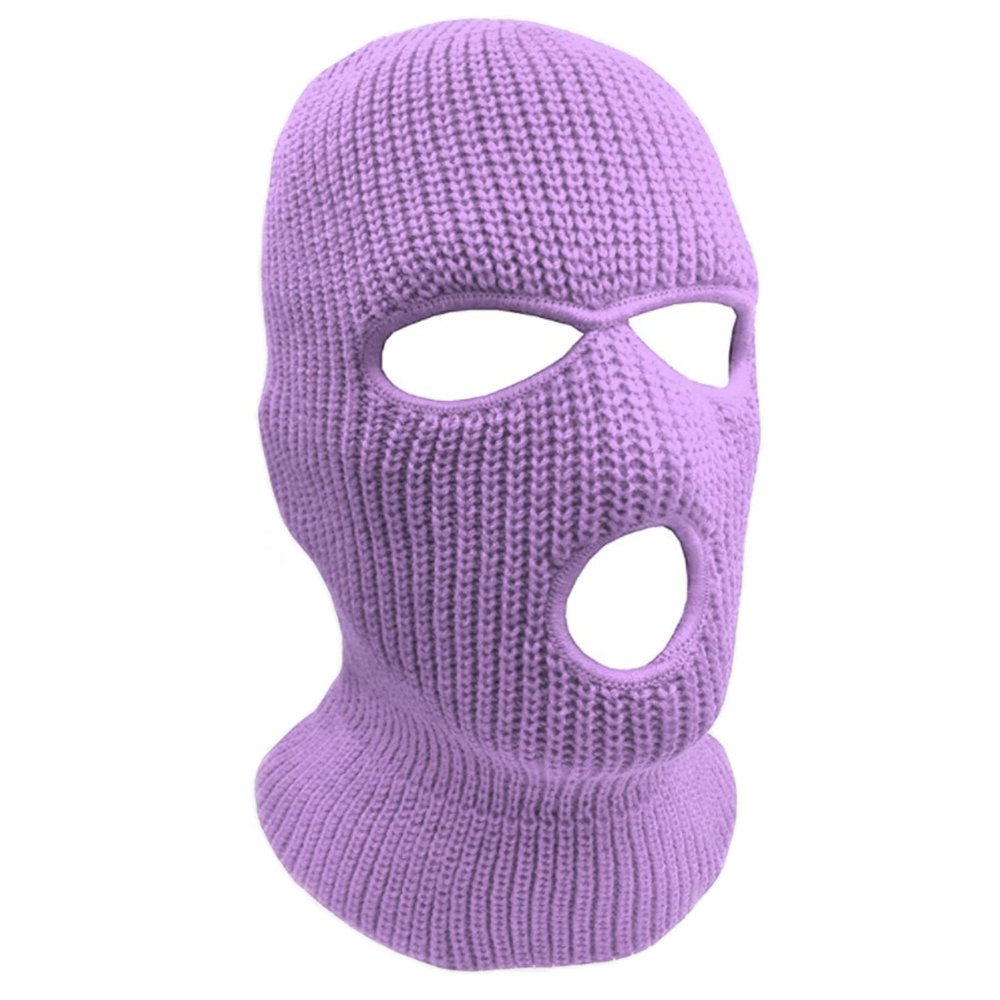 3-Hole Knit Sew Acrylic Outdoor Full Face Cover Thermal Balaclava Ski Mask One Size Fits Most (Lavender)