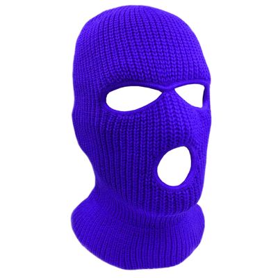 3-Hole Knit Sew Acrylic Outdoor Full Face Cover Thermal Balaclava Ski Mask One Size Fits Most (Royal Blue)