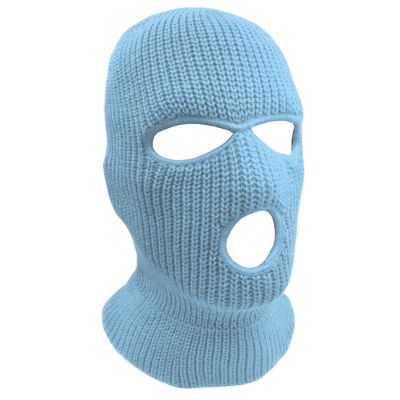 3-Hole Knit Sew Acrylic Outdoor Full Face Cover Thermal Balaclava Ski Mask One Size Fits Most (Light Blue)