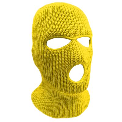 3-Hole Knit Sew Acrylic Outdoor Full Face Cover Thermal Balaclava Ski Mask One Size Fits Most (Yellow)