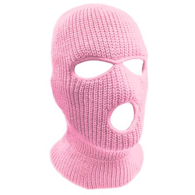 wonderfulstore 3-Hole Knit Sew Acrylic Outdoor Full Face Cover Thermal Balaclava Ski Mask One Size Fits Most (Light Pink)