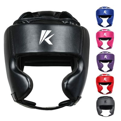 Kruzak Unisex Boxing Headgears - MMA Training, Adjustable Padded, Kara,Muay Thai Headgear, Kickboxing, Sparring, Martial Arts, Karate, Taekwondo MMA Body Equipment - Black - Small/Medium