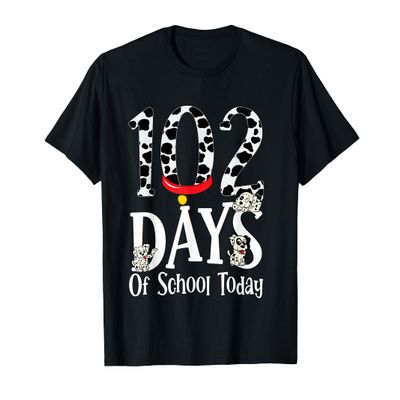 102 Days of School Today With Cute Dalmatian Dog School Kids T-Shirt