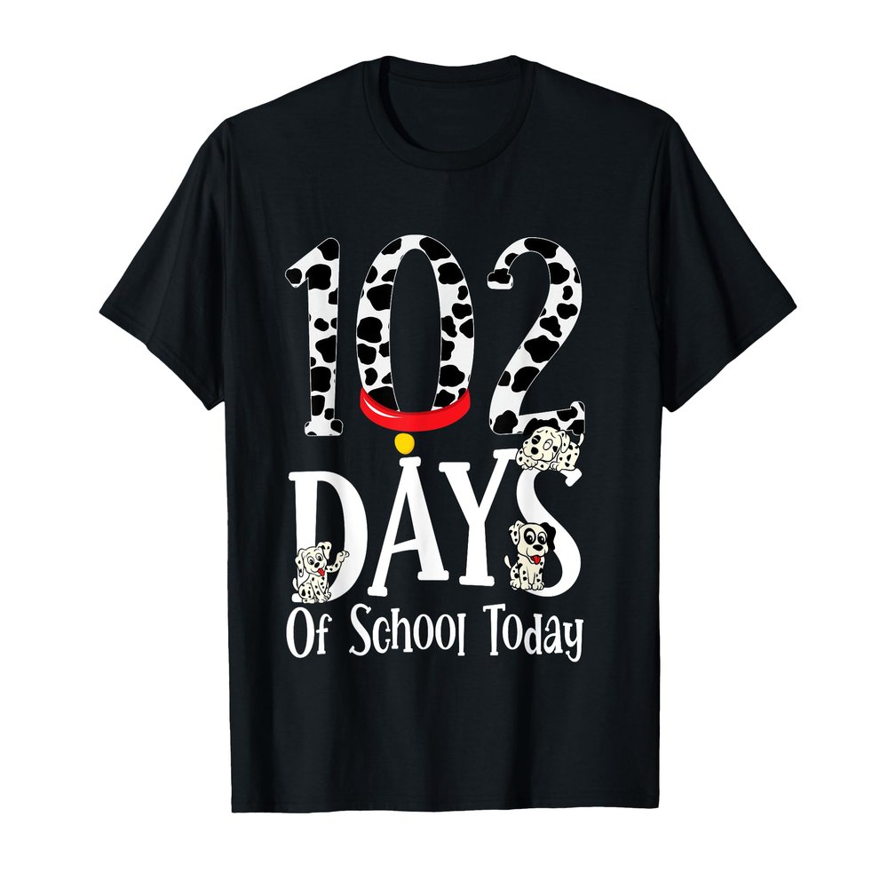 102 Days of School Today With Cute Dalmatian Dog School Kids T-Shirt