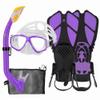 Kids Snorkeling Set with Fins Anti Leak Snorkeling Gear for Kids with Adjustable Flippers, Youth Junior Full Dry Snorkel Set Swimming Goggles with Nose Cover Diving Mask Scuba with Bag, 5-14 Yrs view 1