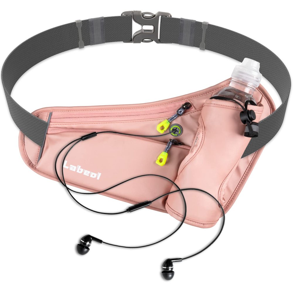 Running Belt, Waterproof Hydration Belt with Water Bottle Holder Hiking Walking Waist Pack Reflective Adjustable Fanny Pack Compatible for Phone Waistband Outdoor