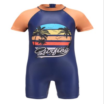 Boys Rash Guard Swimsuits One Piece Short Sleeve Swim Shirt for Kids UPF 50+ Sun Protection Bathing Suits Surfing 4T