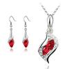 2Pcs Noble Necklace Earrings Set Shining Faux Crystal Pendant Necklace Hook Earrings Women Jewelry Valentine's Day/Mother's Day/Wedding/Anniversary/Party/Graduation/Christmas/Birthday Gifts-Purple view 3