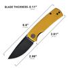 Petrified fish PFP01X Beluga,2.99" 14C28N Sand blasting Blade,95.6g G10 Hande Front Flipper Liner lock Folding knife (Yellow G10, Black Stonewashed) view 3
