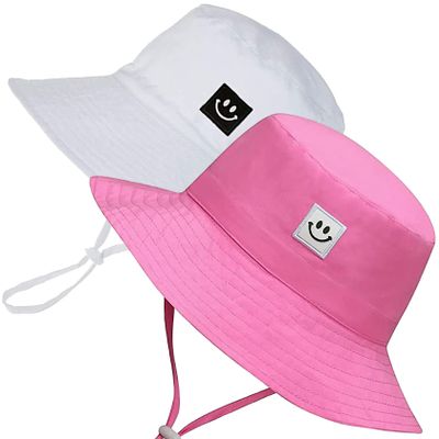55cube Baby Sun Hat (Age 2-4 Years), UPF 50+ UV Protection Kids Bucket Hat, Wide Brim & Adjustable, 2Pack