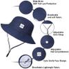 55cube Baby Sun Hat, 6-24 Months UPF 50+ Toddler Sun Hat for Girls Boys, Adjustable Wide Brim Infant Beach Bucket Hat, 2Pack view 2