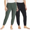 Eddie Bauer Womens 2 Pack Fleece Lounge Joggers (Small, Black/Heather Olive) view 1