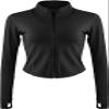 Flygo Women's Seamless Slim Athletic Full Zip Lightweight Workout Jacket with Thumb Holes(02 Black-XL) view 1