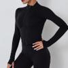 Flygo Women's Seamless Slim Athletic Full Zip Lightweight Workout Jacket with Thumb Holes(02 Black-XL) view 2