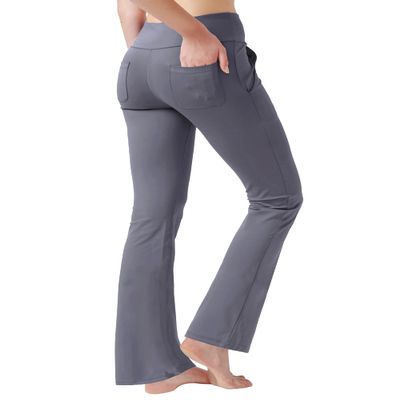 nuveti Women's High Waisted Boot Cut Yoga Pants 4 Pockets Workout Pants Tummy Control Women Bootleg Work Pants Dress Pants (LightGrey, Small)