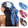 AWAYTR 35' Large Square Satin Head Scarf - 3Pcs Satin Hair Scarves Silk Bandana Headscarf Silk Feeling Scarf for Women (Paisley(coffee/Blue/Rose)) view 1