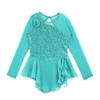 Oyolan Kids Girls Skater Figure Ice Skating Lreotard Dress Mesh Splice Athletic Gymnastic Ballet Dancewear Mint Green C 14 Years view 3