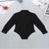 FEESHOW Kids Boys One-Piece Latin Jazz Dance Leotard Lapel Long Sleeves Button Down Shirt Romper Jumpsuit Black 6 Years view 4