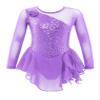 Oyolan Kids Girls Skater Figure Ice Skating Lreotard Dress Mesh Splice Athletic Gymnastic Ballet Dancewear Light Purple C 14 Years view 1