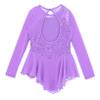 Oyolan Kids Girls Skater Figure Ice Skating Lreotard Dress Mesh Splice Athletic Gymnastic Ballet Dancewear Light Purple C 14 Years view 4
